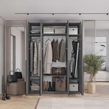 Шкаф 4-х створчатый "Айрон" ШК-13 (МБ) Графит (Графит)