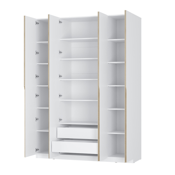 Шкаф 4-х створчатый "Айрон" ЛДСП 22 мм Белый/Древесный (Белый/Древесный)