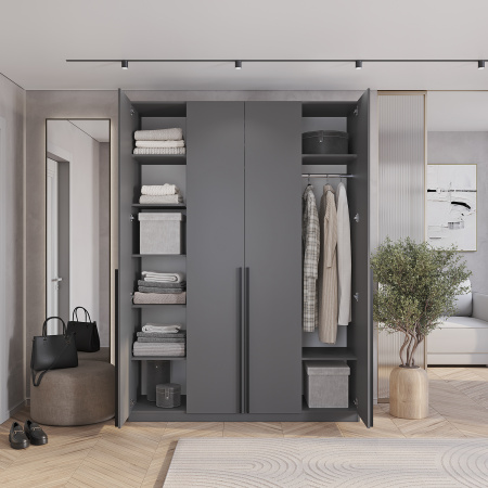 Шкаф 4-х створчатый "Айрон" ШК-13 (МБ) Графит (Графит)