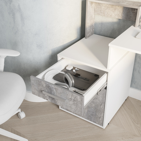 Стол компьютерный "Лайф" (Белый/бетон)