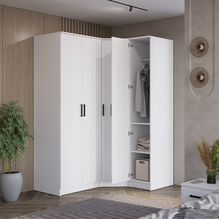 Шкаф угловой "Фьюжн" ШКУ-04 (Белый)