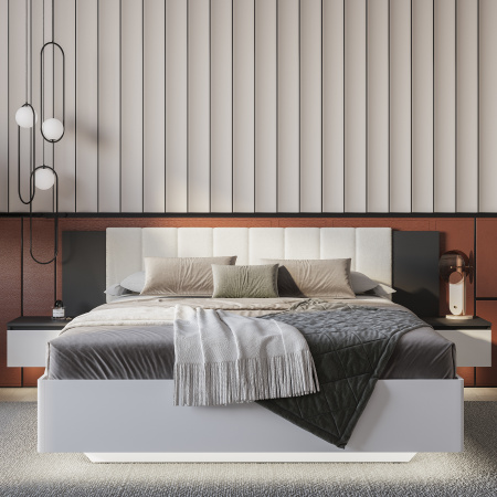 Кровать 1,6 м "Шарм" КР-18 (Белый/ Графит)