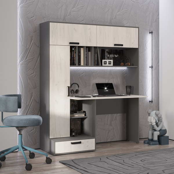 Стол письменный "Техно" (Графит/дуб крафт белый)
