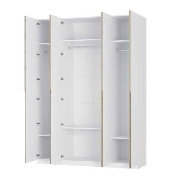 Шкаф 4-х створчатый "Айрон" ЛДСП 22 мм Белый/Древесный (Белый/Древесный)