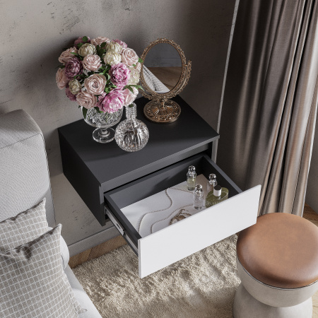 Тумба прикроватная "Шарм" ТБ-11 (Графит/ Белый)