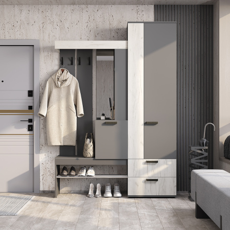 Прихожая "Трамп" (Графит/дуб крафт белый)