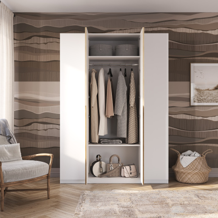 Шкаф 4-х створчатый "Айрон" ЛДСП 22 мм Белый/Древесный (Белый/Древесный)