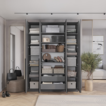 Шкаф 4-х створчатый "Айрон" ШК-13 (МБ) Графит (Графит)