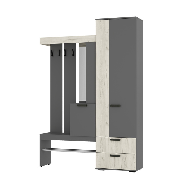 Прихожая "Трамп" (Графит/дуб крафт белый)