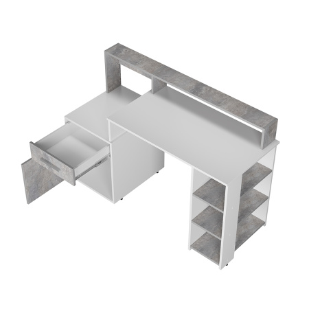 Стол компьютерный "Лайф" (Белый/бетон)