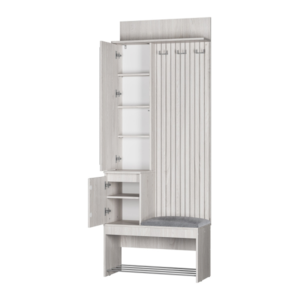 Прихожая "Лама" ПР-07 (Ясень белый/Хром)