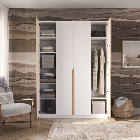 Шкаф 4-х створчатый "Айрон" ЛДСП 22 мм Белый/Древесный (Белый/Древесный)