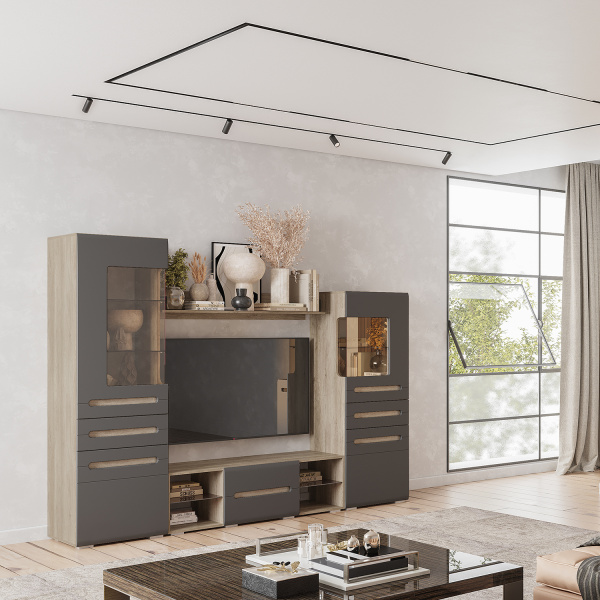 "Наоми" Шкаф (пенал) для посуды ШК-24 (дуб каньон/графит)