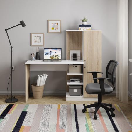 Стол компьютерный "Бейсик"  (Дуб сонома/белый (МБ))