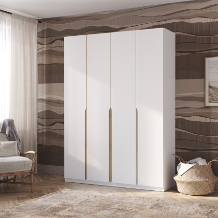 Шкаф 4-х створчатый "Айрон" ЛДСП 22 мм Белый/Древесный (Белый/Древесный)