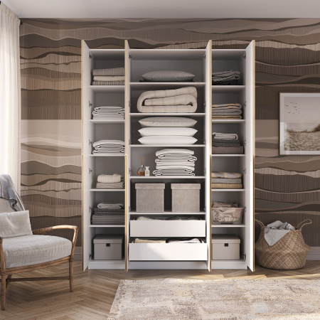 Шкаф 4-х створчатый "Айрон" ЛДСП 22 мм Белый/Древесный (Белый/Древесный)