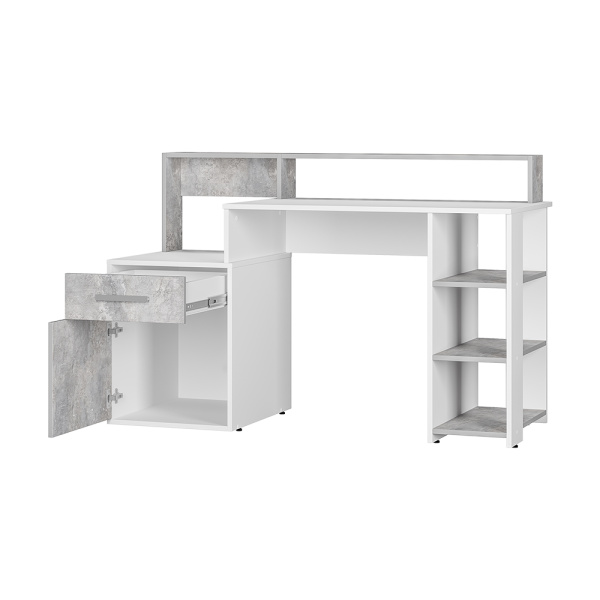 Стол компьютерный "Лайф" (Белый/бетон)