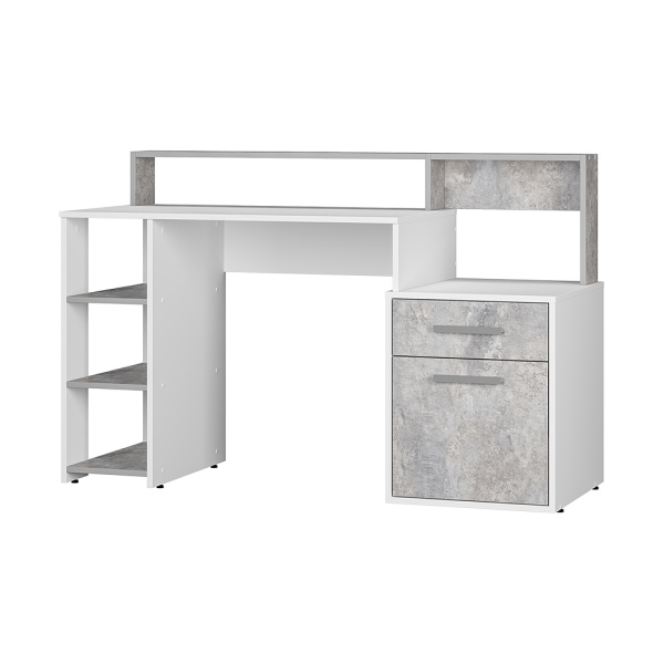 Стол компьютерный "Лайф" (Белый/бетон)