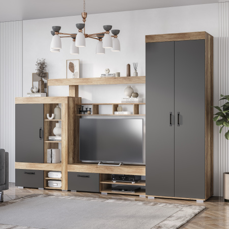 Тумба под ТВ "Прима"  ТБ-08 (графит/дуб каньон)