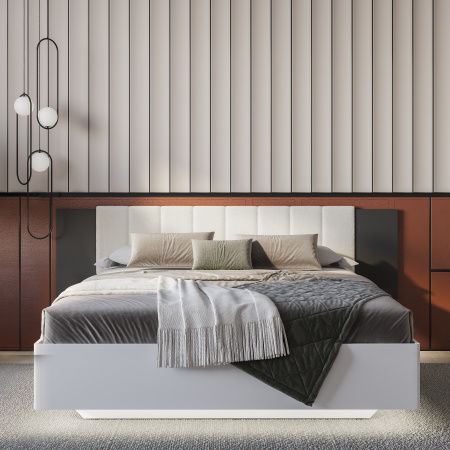 Кровать 1,6 м "Шарм" КР-18 (Белый/ Графит)