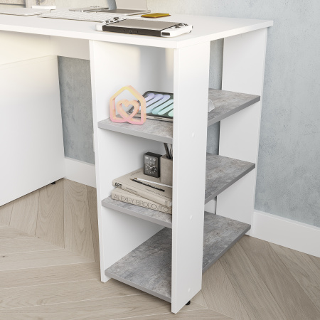 Стол компьютерный "Лайф" (Белый/бетон)