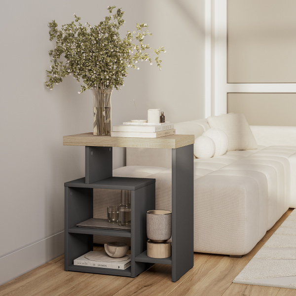 Стол журнальный "Роза" СЖ-01 (графит/дуб кера)