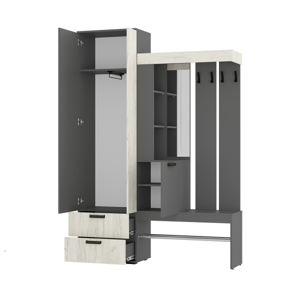 Прихожая "Трамп" (Графит/дуб крафт белый)