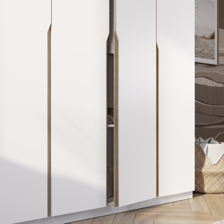 Шкаф 4-х створчатый "Айрон" ЛДСП 22 мм Белый/Древесный (Белый/Древесный)