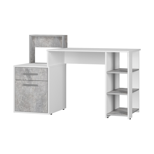 Стол компьютерный "Лайф" (Белый/бетон)