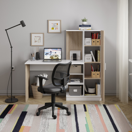 Стол компьютерный "Бейсик"  (Дуб сонома/белый (МБ))