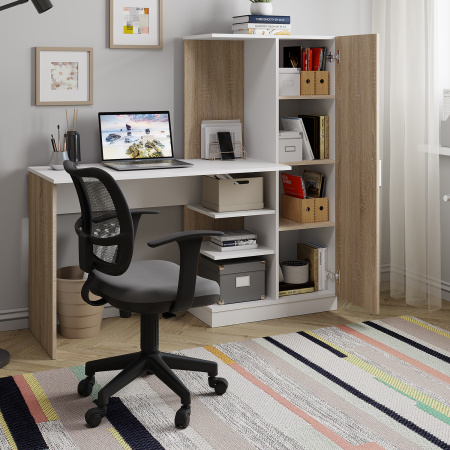 Стол компьютерный "Бейсик"  (Дуб сонома/белый (МБ))