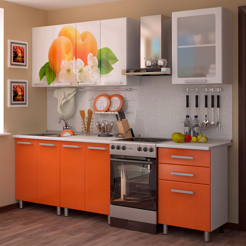 Дизайн кухни персикового цвета
