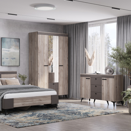 Шкаф 3-х створчатый "Кассандра" ШК-08 (Дуб смоки/MF 14)