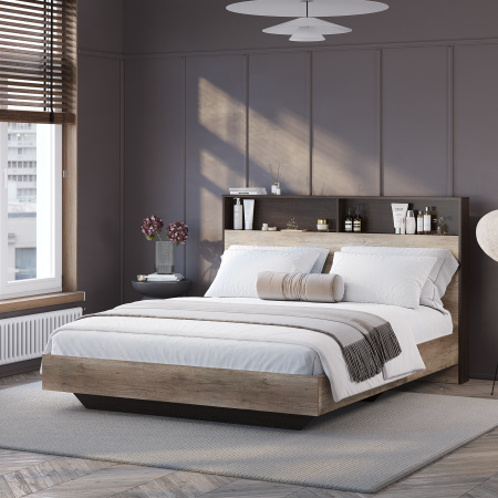 Кровать 1,6 м "Энигма" КР-16 (дуб каньон/венге)