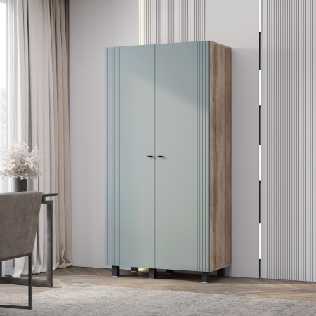 Шкаф 2-х створчатый "Олива" ШК-03 (Дуб каньон/MF11 Шарли бриз )