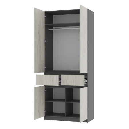 Шкаф 2-х створчатый "Багира" ШК-03 (Графит/Крафт белый)