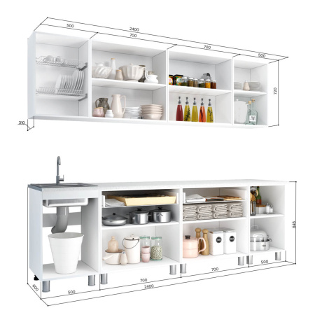 Кухня 2,4м "Айсбери"  (белый/сонома)