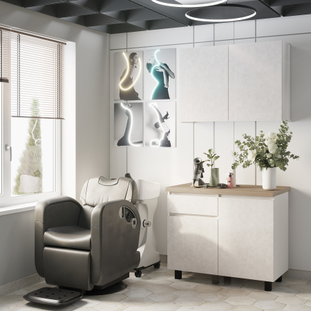 Кухня "Тренд" 1,0 м (МБ) (МДФ) (Белый/белый алебастр золото (М12)/Дуб кера)