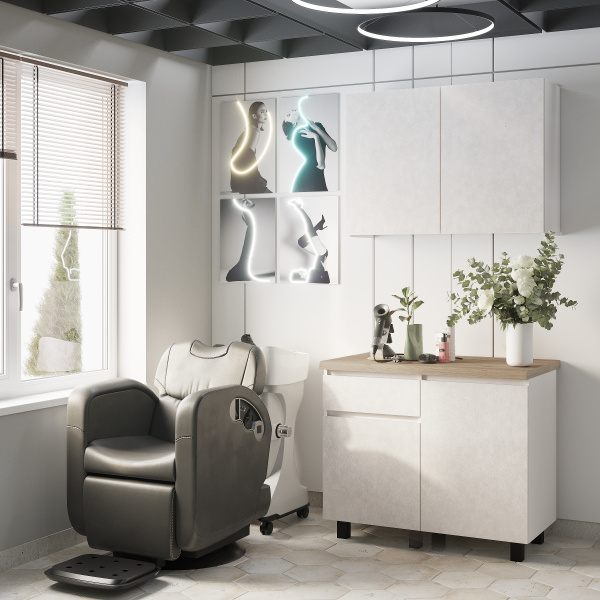 Кухня "Тренд" 1,0 м (МБ) (МДФ) (Белый/белый алебастр золото (М12)/Дуб кера)