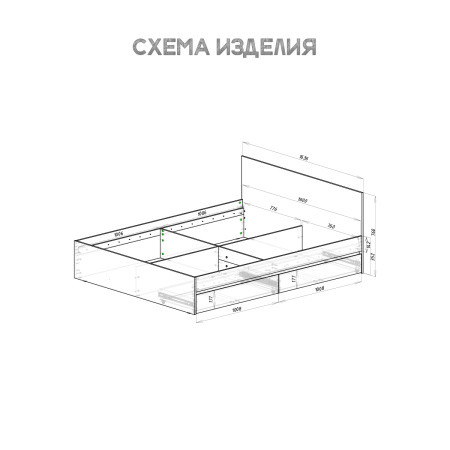 Кровать 1,6 м "Симпл" КР-17 (графит)