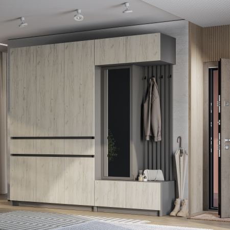 Шкаф 3-х створчатый "Багира" ШК-08 (Графит/Крафт белый)