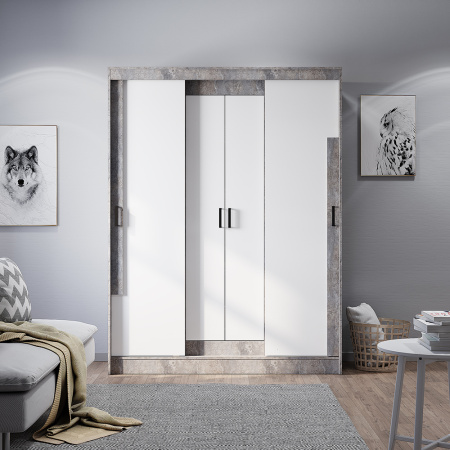 Шкаф-купе "Смарт" ШКК-06 (Цемент светлый/белый)