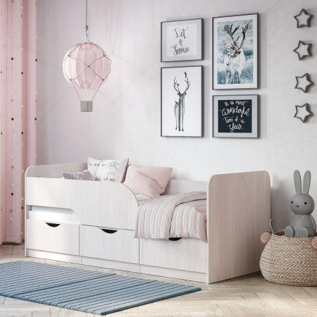 Кровать 0,9 м "Стандарт" КР-22 NEW (ясень белый)