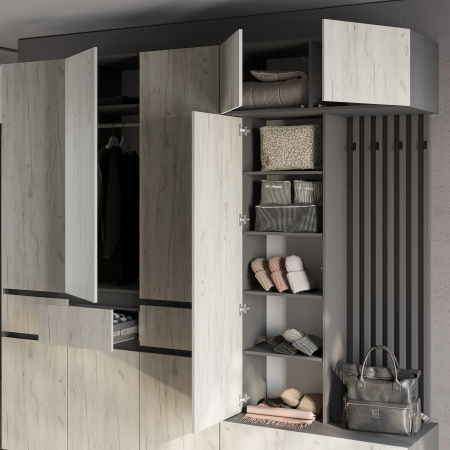 Шкаф 2-х створчатый "Багира" ШК-03 (Графит/Крафт белый)