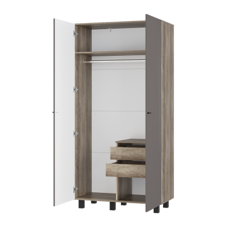 Шкаф 2-х створчатый "Олива" ШК-03 (Дуб каньон/MF14 Муссон)