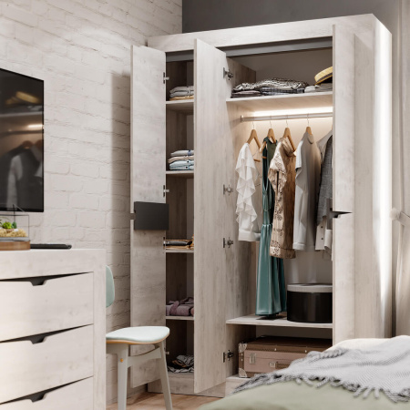 Шкаф 3-х створчатый "Леонардо" ШК-35 (Бетон пайн светлый/графит)