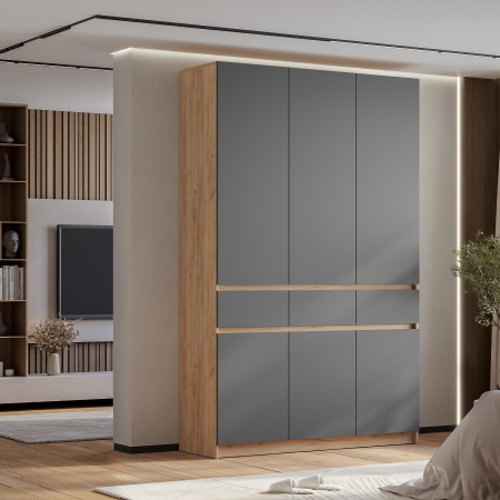 Шкаф 3-х створчатый "Багира" ШК-08 (Крафт/Графит)