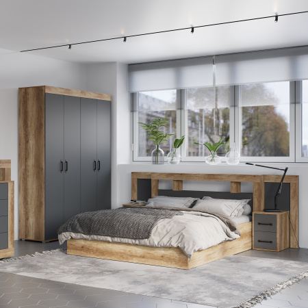 Тумба прикроватная "Прима" ТБ-12 (графит/дуб каньон)