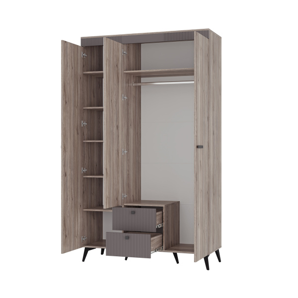 Шкаф 3-х створчатый "Кассандра" ШК-08 (Дуб смоки/MF 14)