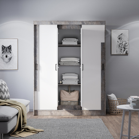 Шкаф-купе "Смарт" ШКК-06 (Цемент светлый/белый)